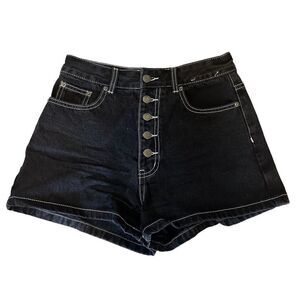 Glassons Black High Rise Denim Shorts